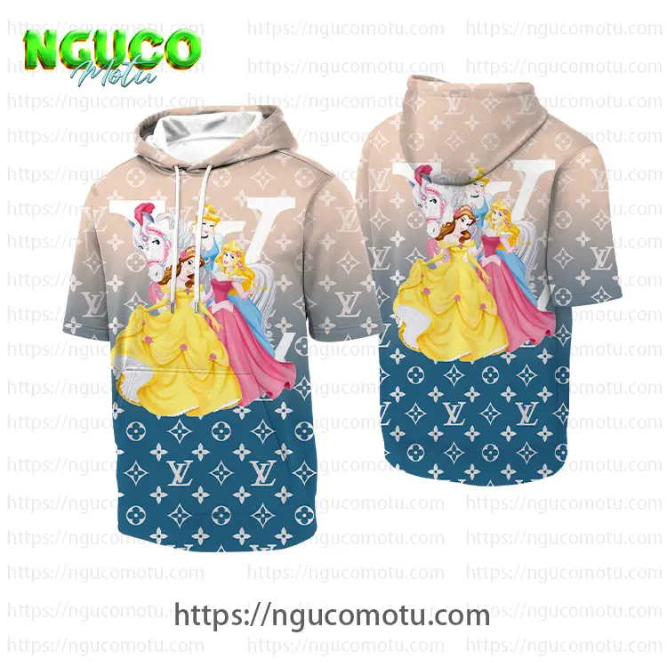 Louis vuitton and disney princesses hooded short sleeve t-shirt gift uninque for kid man women